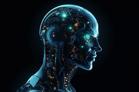 Advancement of AI for weather forecasting and climate change solutions. Generative AI face.の素材