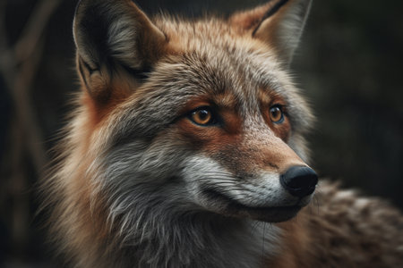 Closeup portrait of a fox. Wildlife photography. Generative AI.の素材