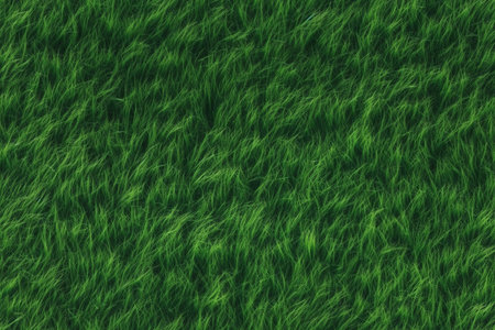 Top view of green grass texture, perfect for sports or summer themed projects. Generative AI.の素材