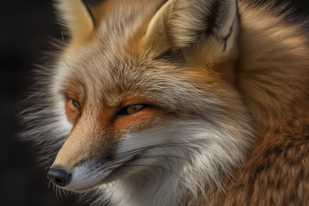 Closeup portrait of a fox. Wildlife photography. Generative AI.の素材