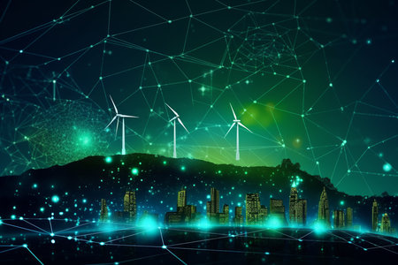 Investing in renewable energy and sustainable technology to fight climate change. Generative AI.の素材