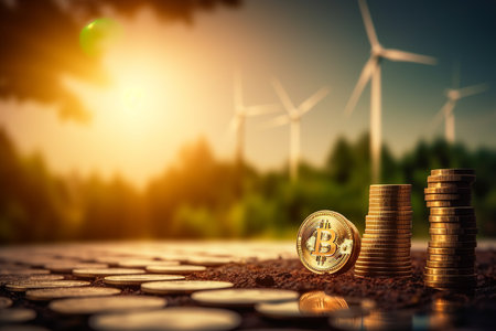 Investing in renewable energy and sustainable technology to fight climate change. Generative AI.の素材