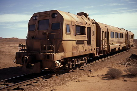 Red Planet Rail. Train ride along Martian equator. Generative AI.の素材