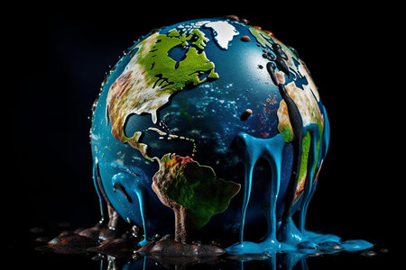 Earth inspired painted ball, promoting environmental protection on Earth Day. Generative AI.の素材