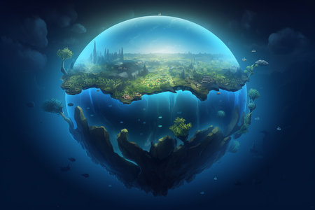 Mysterious abyss symbolizes the importance of protecting the environment on Earth Day. Generative AIの素材
