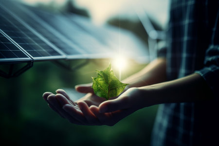 Green energy in human hands Generative AI.の素材