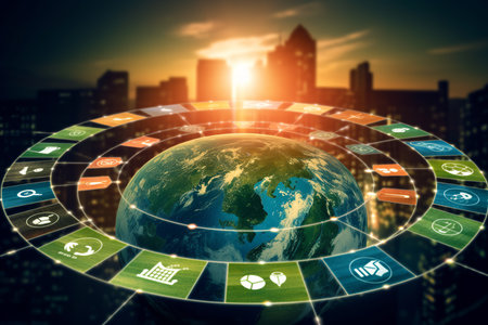 Sustainable development promoting clean, renewable energy and circular economy. Generative AI.の素材