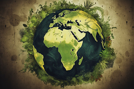 Painted planet, Earth day concept. Generative AI.の素材