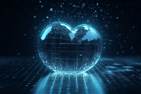 Heart made of flowing water, symbolizing the concept of love that never stops flowing. Generative AI.の素材