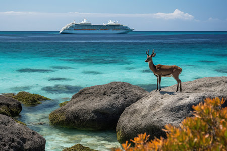 Exotic wildlife seen from a cruise ship in the Indian Ocean. Discover the wonders of the ocean and its inhabitants. Generative AIの素材