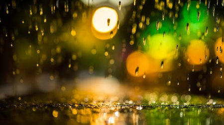 A detailed view of a window covered in raindrops. Depression on a rainy day conceptの素材