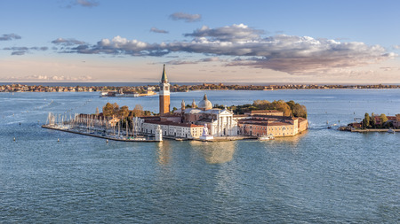 Overlooking the Basilica San Giorgio in Veniceの写真素材