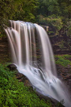A beautiful waterfall with the water blurred from a long exposure in the North Carolina mountains.の写真素材