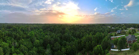 An aerial view of sunset on the horizon.