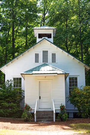 A small country chapel with a bell tower in the North Carolina mountains.の写真素材