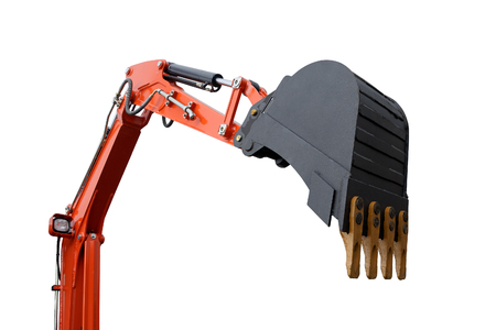 New excavator bucket on white background.の写真素材