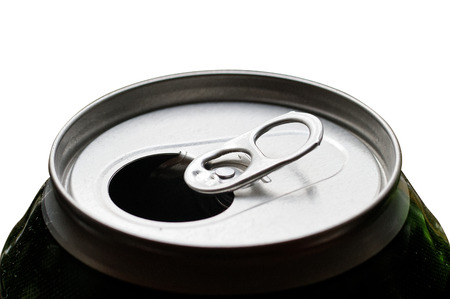 Opened beer can. Close up. Isolatedの写真素材