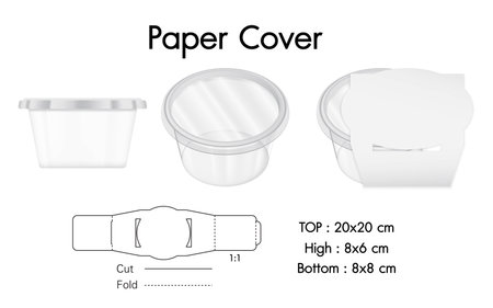 Clear Folding Carton Cover with diecut for Design, Detail, Banner, Background. And plastic packaging model.のイラスト素材