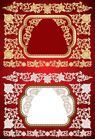 Calligraphic Design, Element Ornate Vector, Frame with Thai Ornament.のイラスト素材