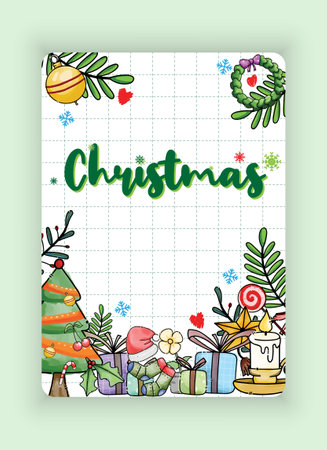 A colorful Christmas card with various festive symbols for Greeting card, poster.のイラスト素材