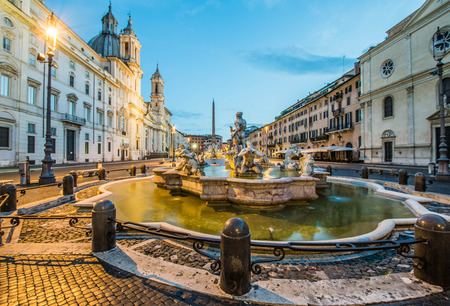 Piazza Navona by night, Rome, Italyのeditorial素材