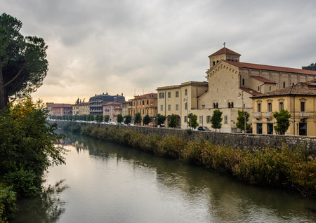 View of River Liri, Sora, Ciociaria, Italyのeditorial素材