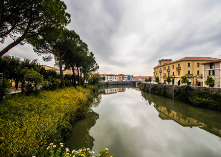 View of River Liri, Sora, Ciociaria, Italyのeditorial素材