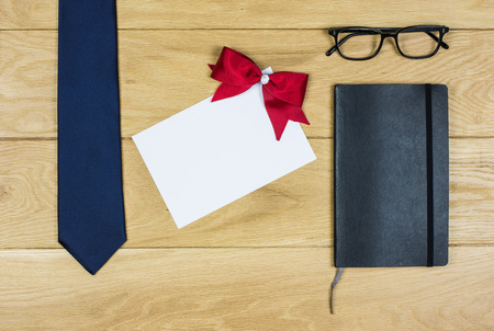 Happy fathers day greeting card on a wooden backgroundの写真素材