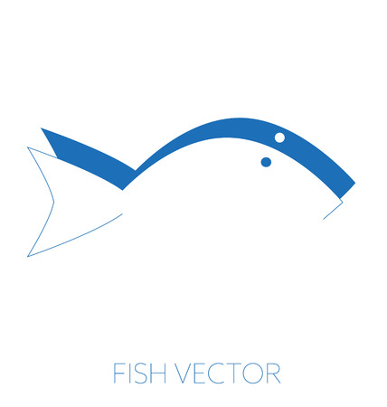 Generic minimal fish vector illustration, drawing blue monochrome, negative positive silhouetteのイラスト素材