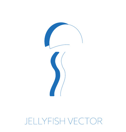 Jellyfish minimal vector illustration, drawing blue monochrome, negative positive silhouetteのイラスト素材
