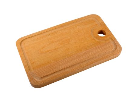 Wooden chopping board isolated on the whiteの写真素材