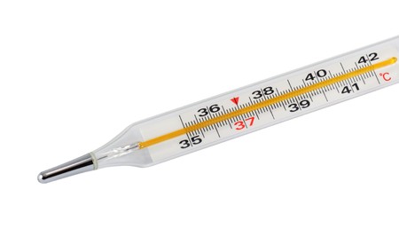 Glass clinical thermometer isolated on white background