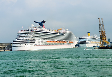 Large ocean liner in the port of Venice