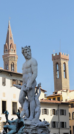 The Fountain of Neptune is a fountain in Florence, Italy, situated on the Piazza della Signoria (Signoria square), in front of the Palazzo Vecchio.のeditorial素材