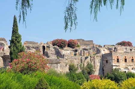 Pompei is a ruined Roman city near modern Naples in the Italian region of Campania. It was destroyed and buried during a catastrophic eruption of the volcano Mount Vesuvius on 24 August 79 AD. The volcano buried Pompeii under many metres of ash.のeditorial素材