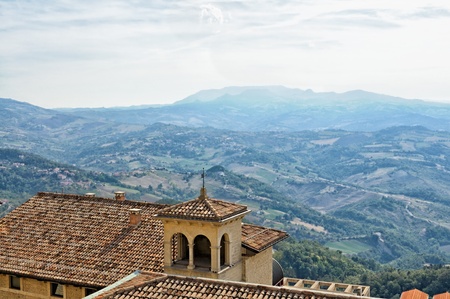 Republic San Marino, landscape view from town with ancient building.の写真素材