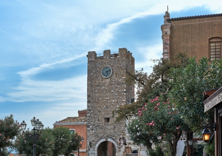 Taormina, Sicily, Italy - SEPTEMBER 09, 2013  Church of San Giuseppe on the Piazza IX Aprile Taormina, Sicily, Southern Italy  Taormina is a small town on the east coast of the island of Sicily のeditorial素材