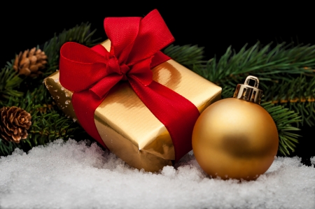 Christmas gifts, with balls の写真素材