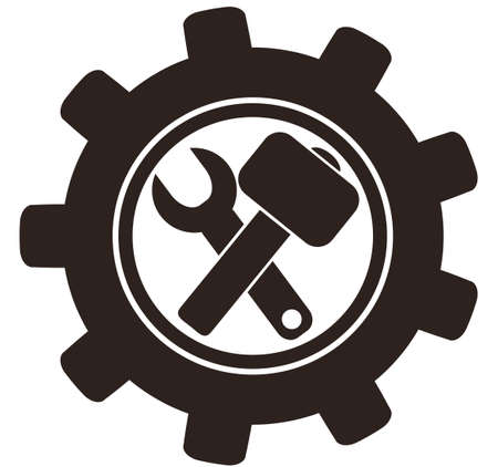 hammer, wrench and Cogwheel  symbolsのイラスト素材