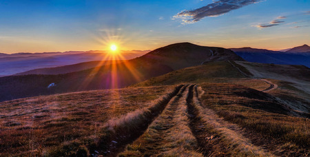 Sunrise at Carpathian mountains.の写真素材