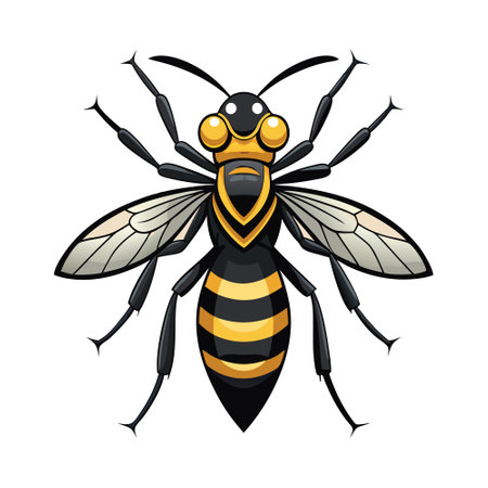 Wasp vector illustration featuring a detailed design of a wasp, perfect for nature themes, educational materials, and insect-related graphicsのイラスト素材