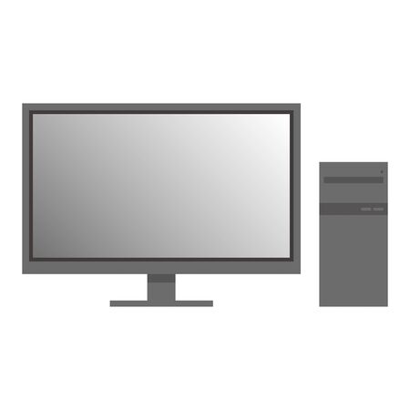 Desktop PC single illustration monochromeのイラスト素材