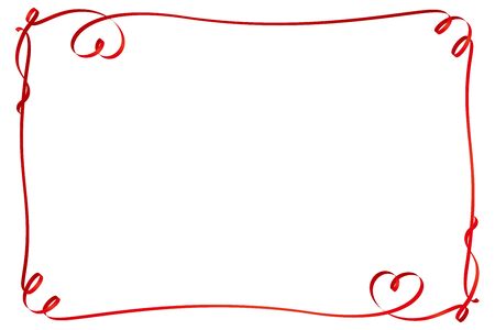 Horizontal frame with red ribbon and heartのイラスト素材