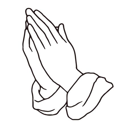 Praying hands pen drawing vector illustration