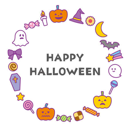 Cute circular frame for Halloweenのイラスト素材
