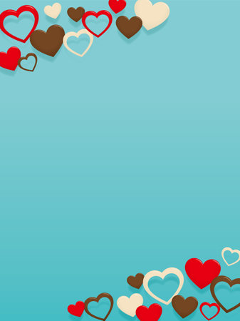 Valentine's day background frame, three colored heartsのイラスト素材
