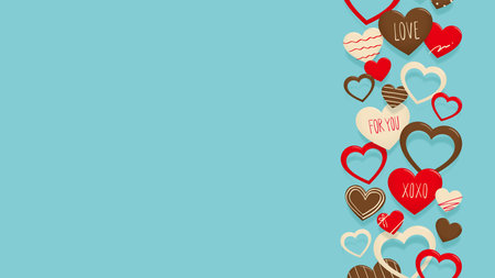 Valentine's day background frame, three colored heartsのイラスト素材