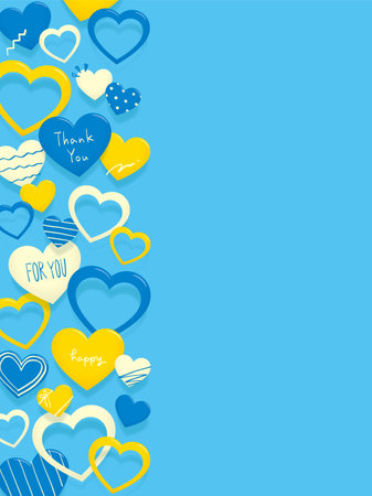 White day background frame, three-colored heartのイラスト素材