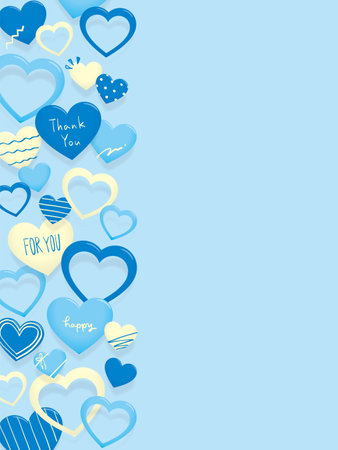 White day background frame, three-colored heartのイラスト素材