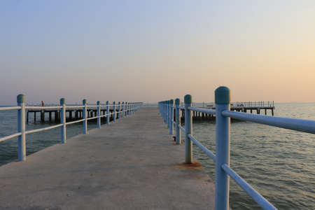 Bridge to small port of Pala temple at Ban-Chang, Thailandの写真素材